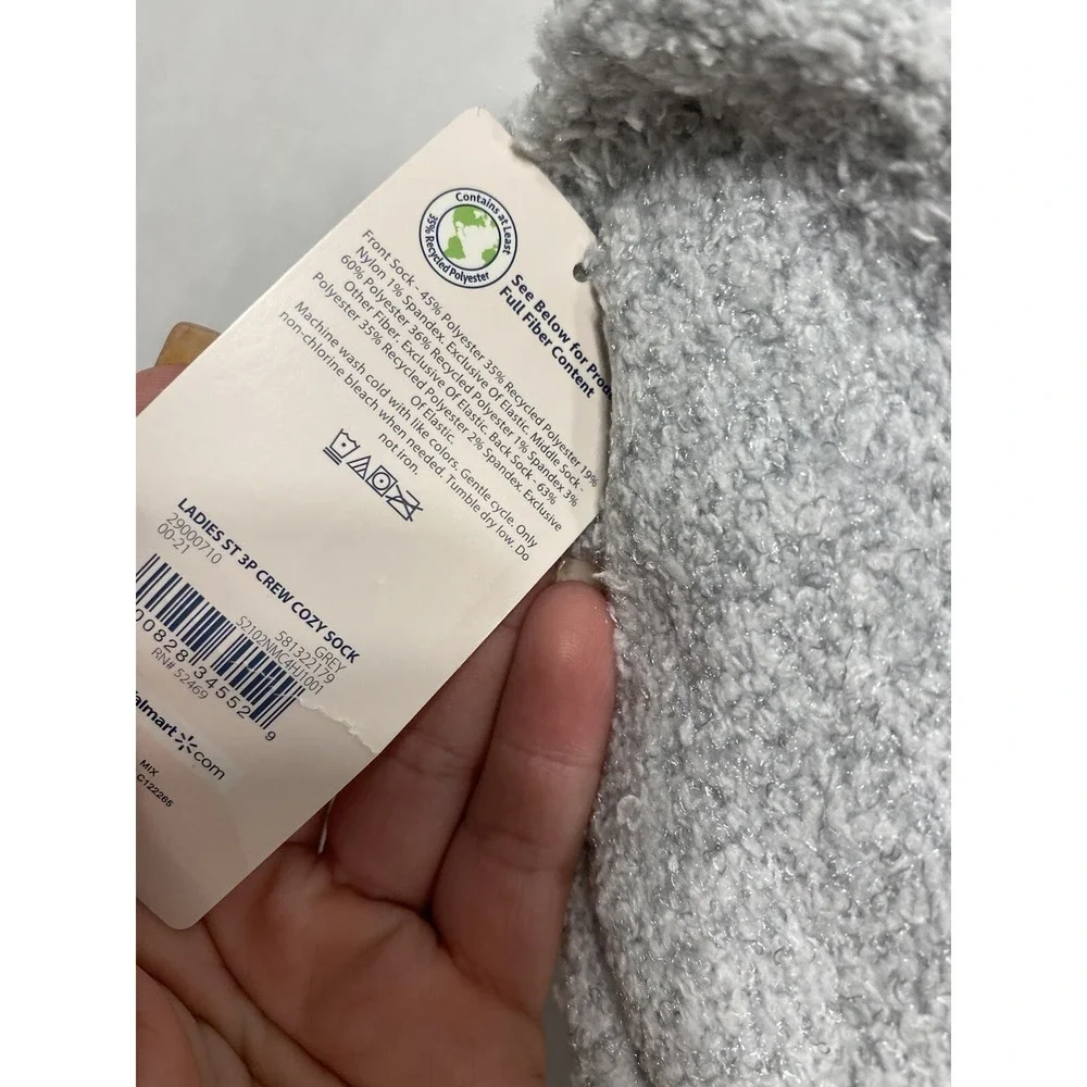 secret‎ treasures womens 3 pack super soft socks shoe size 4-10 grey